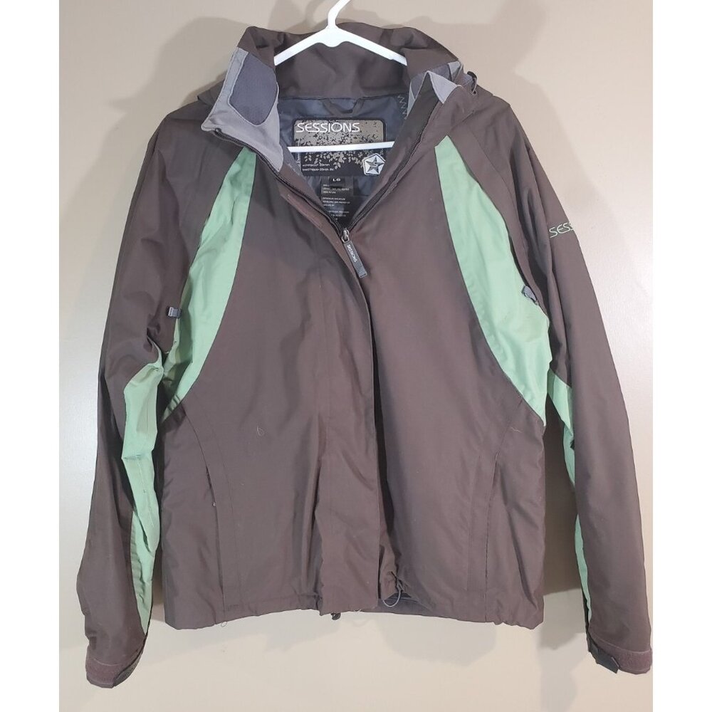 Men Sessions Summit Series Brown Carondelet Nylon Waterproof Jacket Sz L, Recco